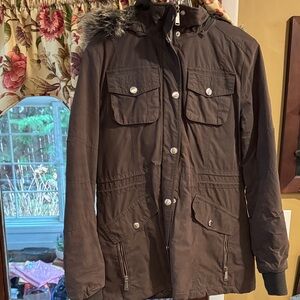 BCBGeneration Dark Brown Utility Jacket with Faux Fur